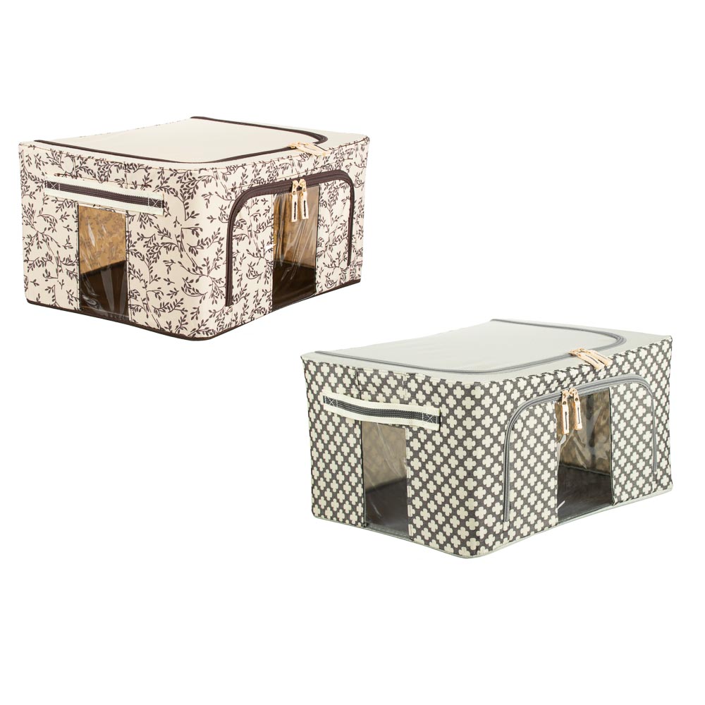 VETTA Короб жесткий для хранения вещей на молнии, 22л, полиэстер, металл, 39х29х20см, 2 дизайна, арт.№ 457-432