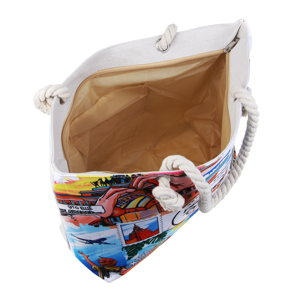 РЫЖИЙ Сумка пляжная 50x35x15 см, 100% полиэстер, 2 дизайна, арт.№ 337-052