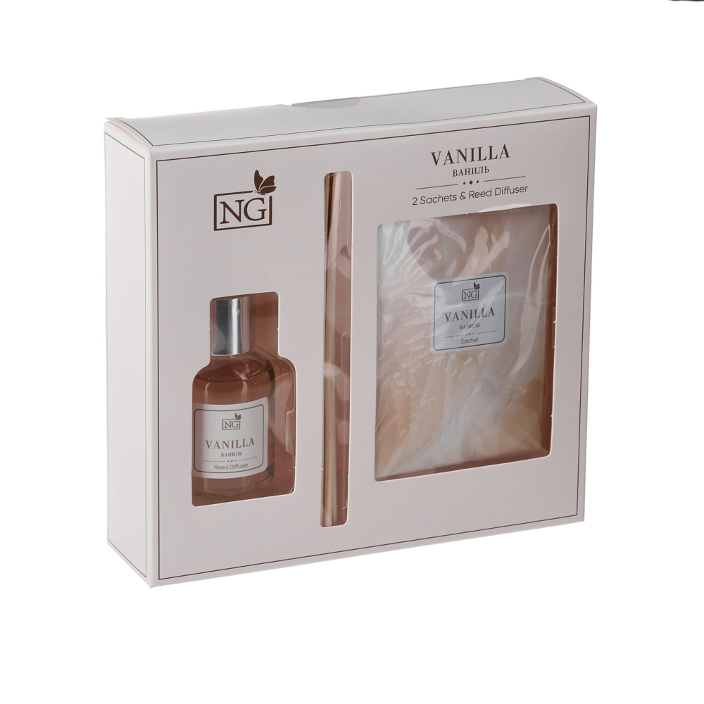 NEW GALAXY Набор ароматизатор-диффузор и саше 2шт., ваниль, райский сад, лаванда,океан 30мл, 10 г., арт.№ 778-122