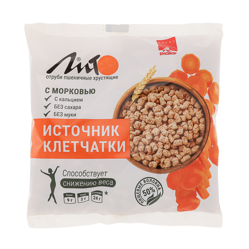 БАД к пище Отруби Лито пшеничные хрустящие, с кальцием и морковью, 100г, арт.№ 015-247