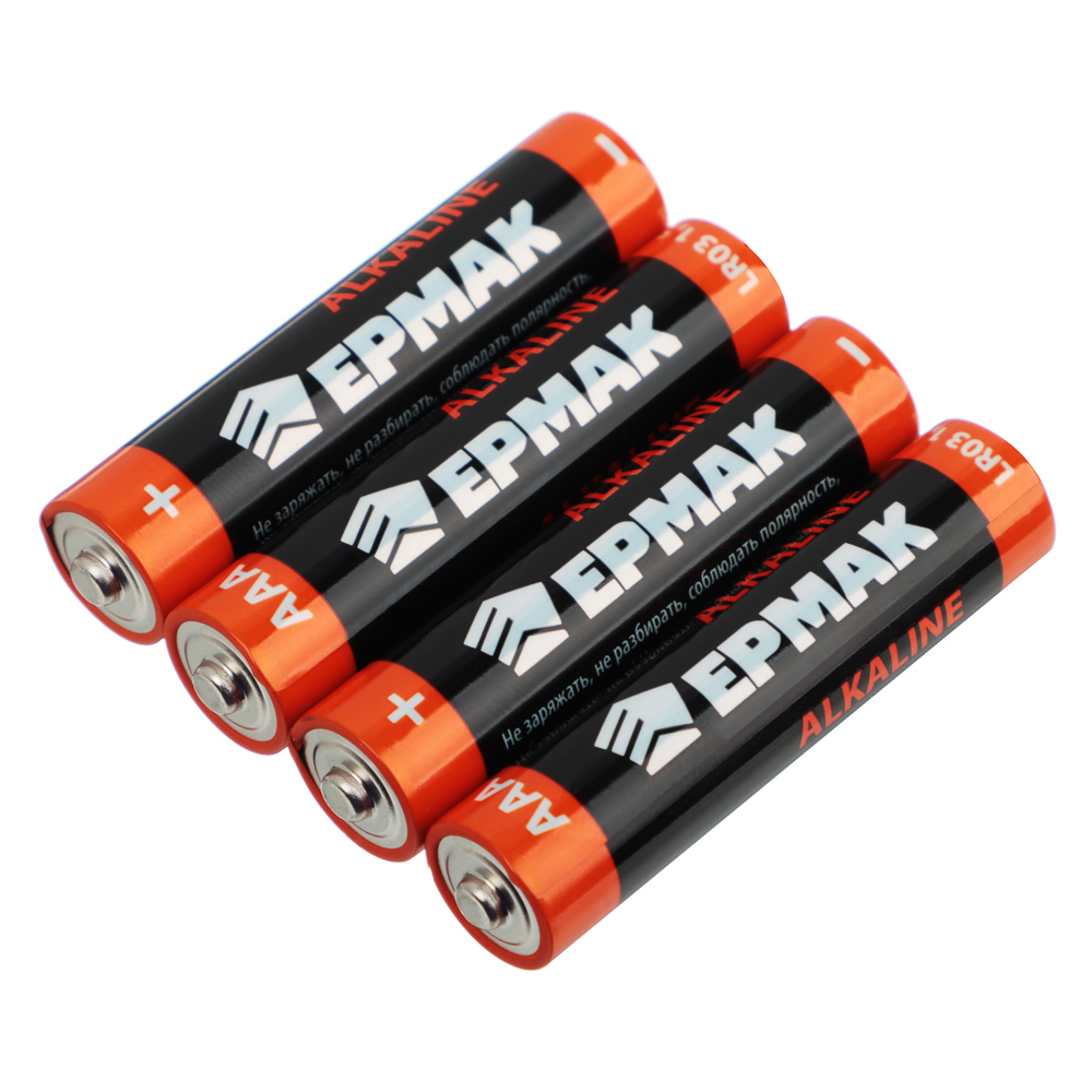Батарейки AAA ЕРМАК 4шт "Alkaline" щелочная в блистере, арт.№ 634-007