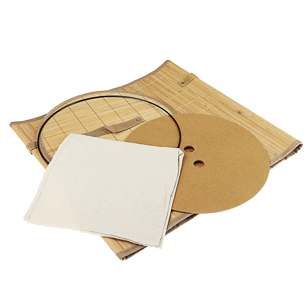 VETTA Корзина для белья складная с крышкой, круглая, бамбук, 35x35х50см, натурал.цвет, арт.№ 402-008