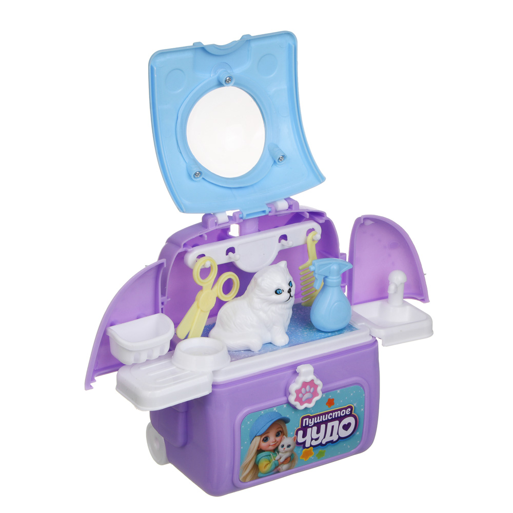 ИГРОЛЕНД Питомец в чемодане с аксессуарами, котенок, PP, ABS, 10,6х6,5х15 см, 2 дизайна, арт.№ 295-249