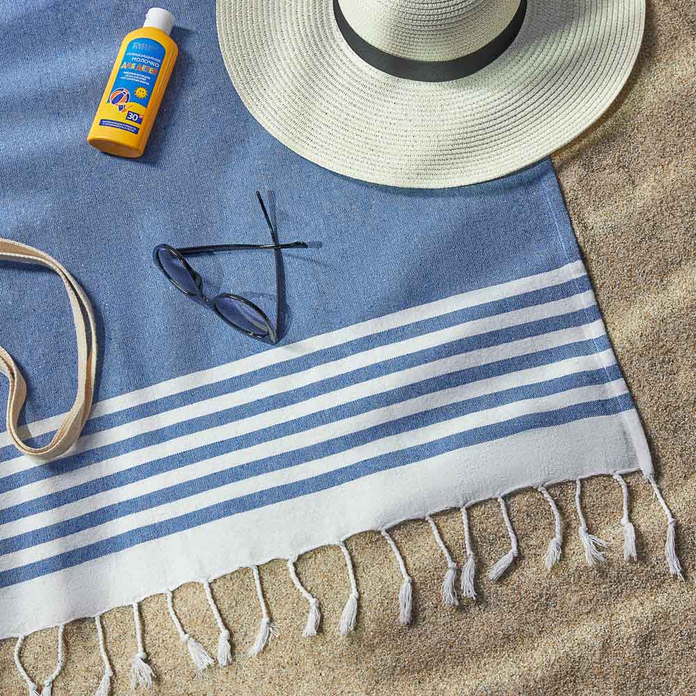 PROVANCE Саммер Покрывало для отдыха 90х170см, 75% хлопок 25% полиэстер, синий, арт.№ 496-003
