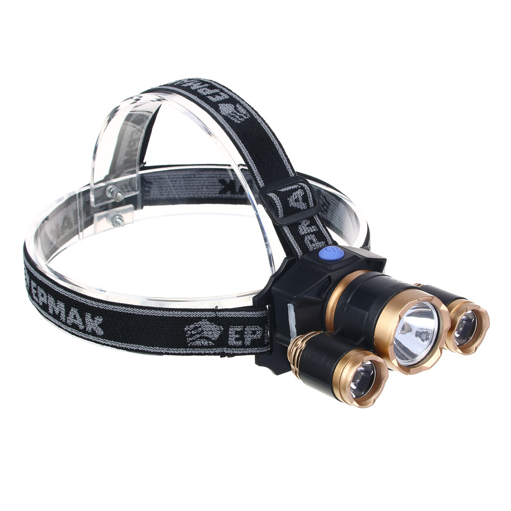 ЕРМАК Фонарик налобный, 1000 мАч, 3 LED, 9х6 см, 3 режима, арт.№ 221-015