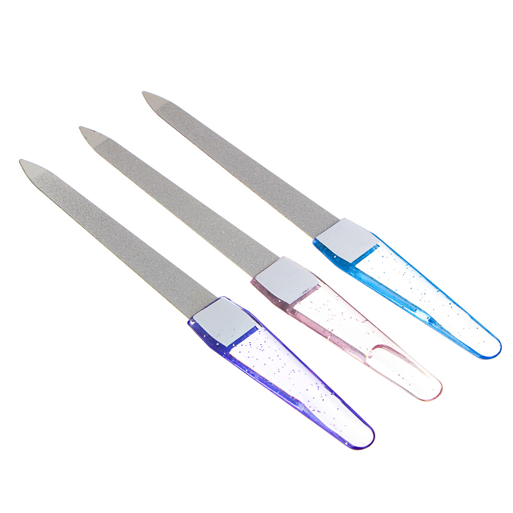 ЮНИLOOK Пилка для ногтей алмазная 2-х сторонняя, 180/180 грит, сталь, пластик, 15см, 3 цвета, арт.№ 305-289