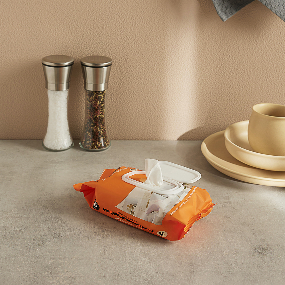 House Lux Салфетки влажные универсальные антибактериальные для уборки 6 в 1, 80 шт., арт.№ 448-247