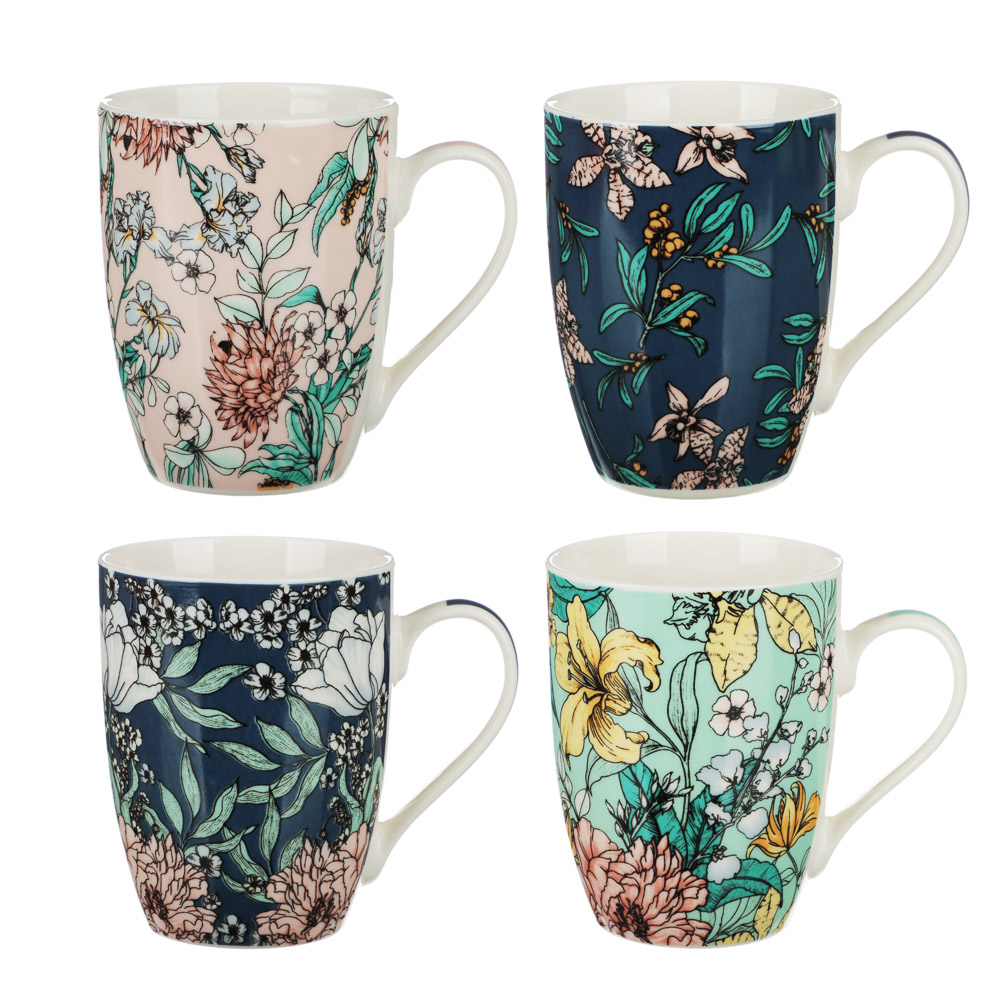 Кружка 350мл, фарфор, "Каприз", 4 дизайна, арт.№ 806-286