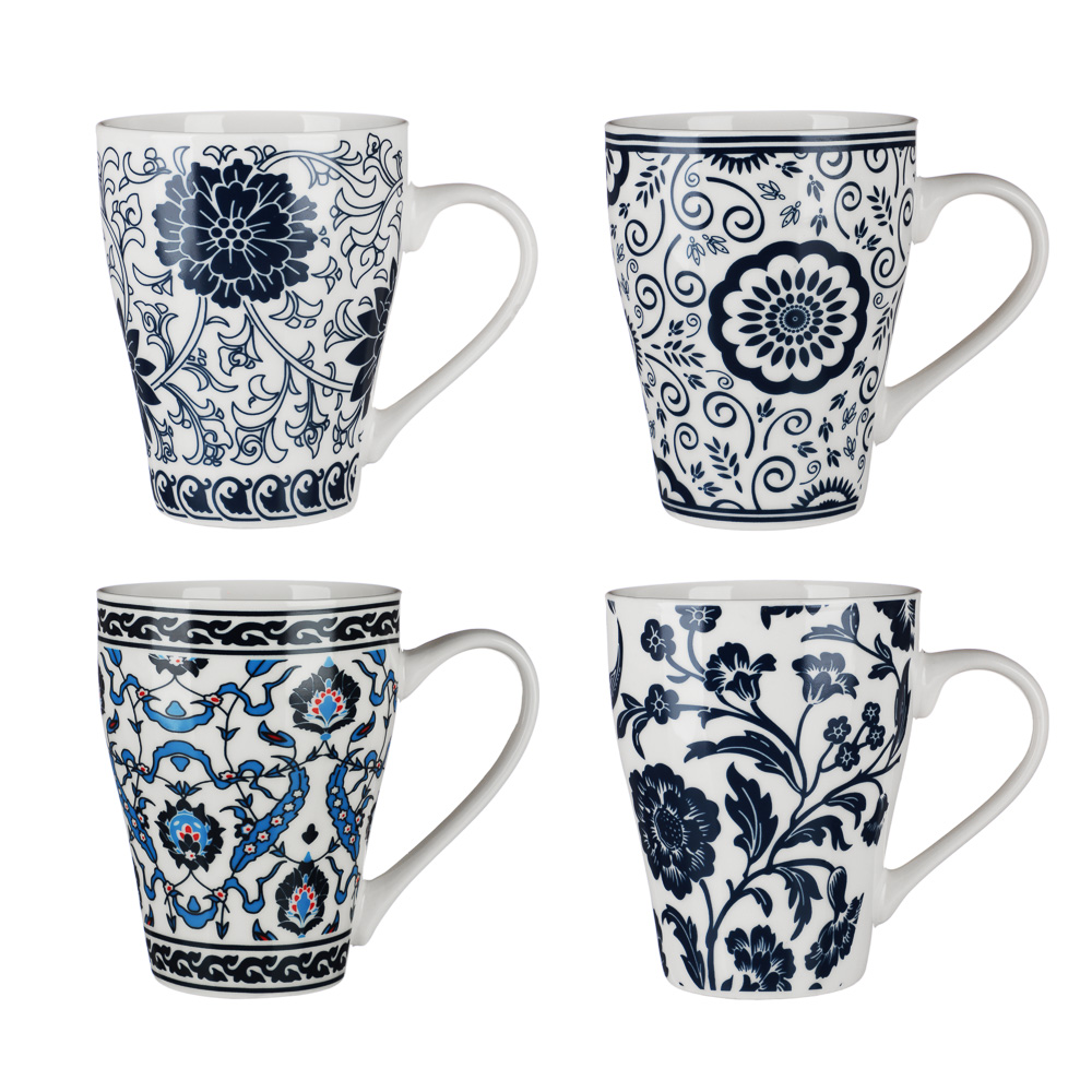Кружка 350мл, фарфор, "Узоры", 4 дизайна, арт.№ 806-222