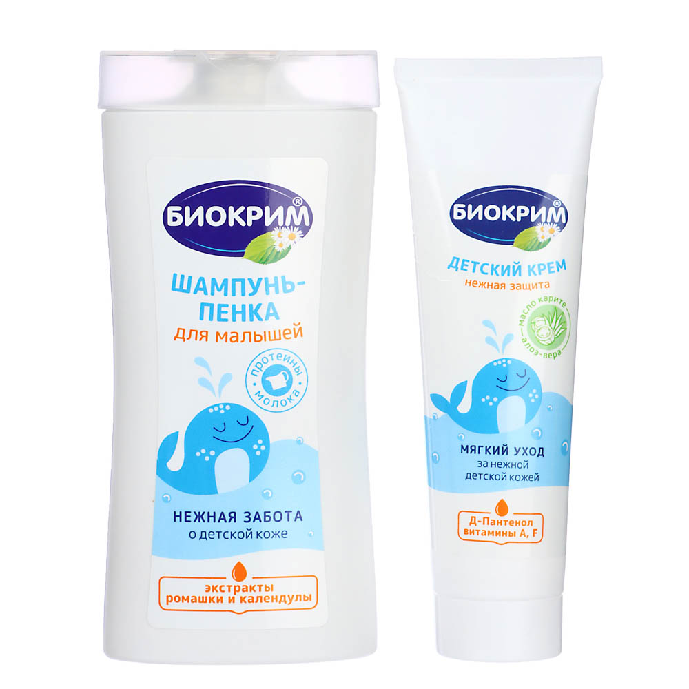 Набор подарочный детский Биокрим детский Шампунь-пенка 200 мл + крем "Нежная защита" 75 мл, арт.№ 933-010