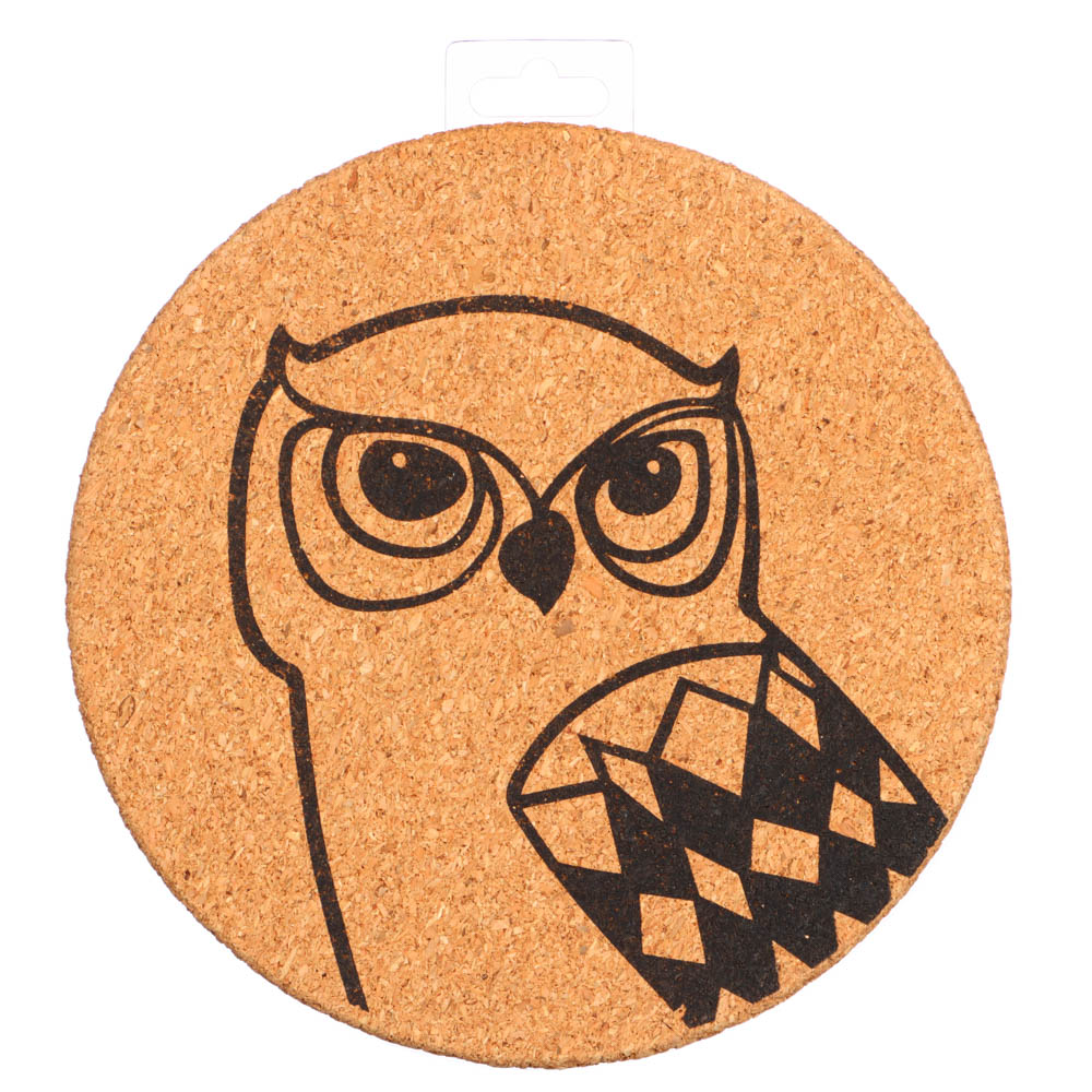 Подставка под горячее "Сова", d15см, пробка, арт.№ 888-124