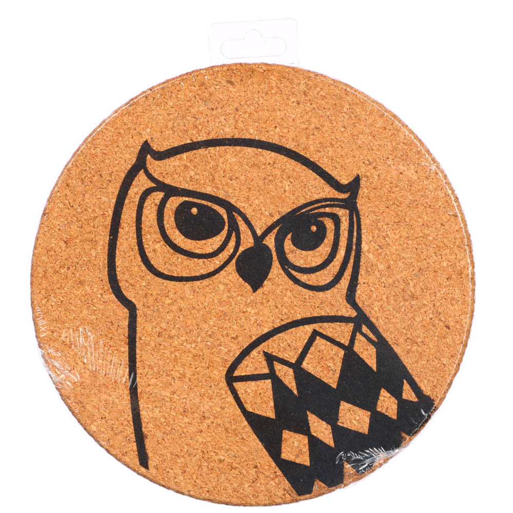 Подставка под горячее "Сова", d15см, пробка, арт.№ 888-124