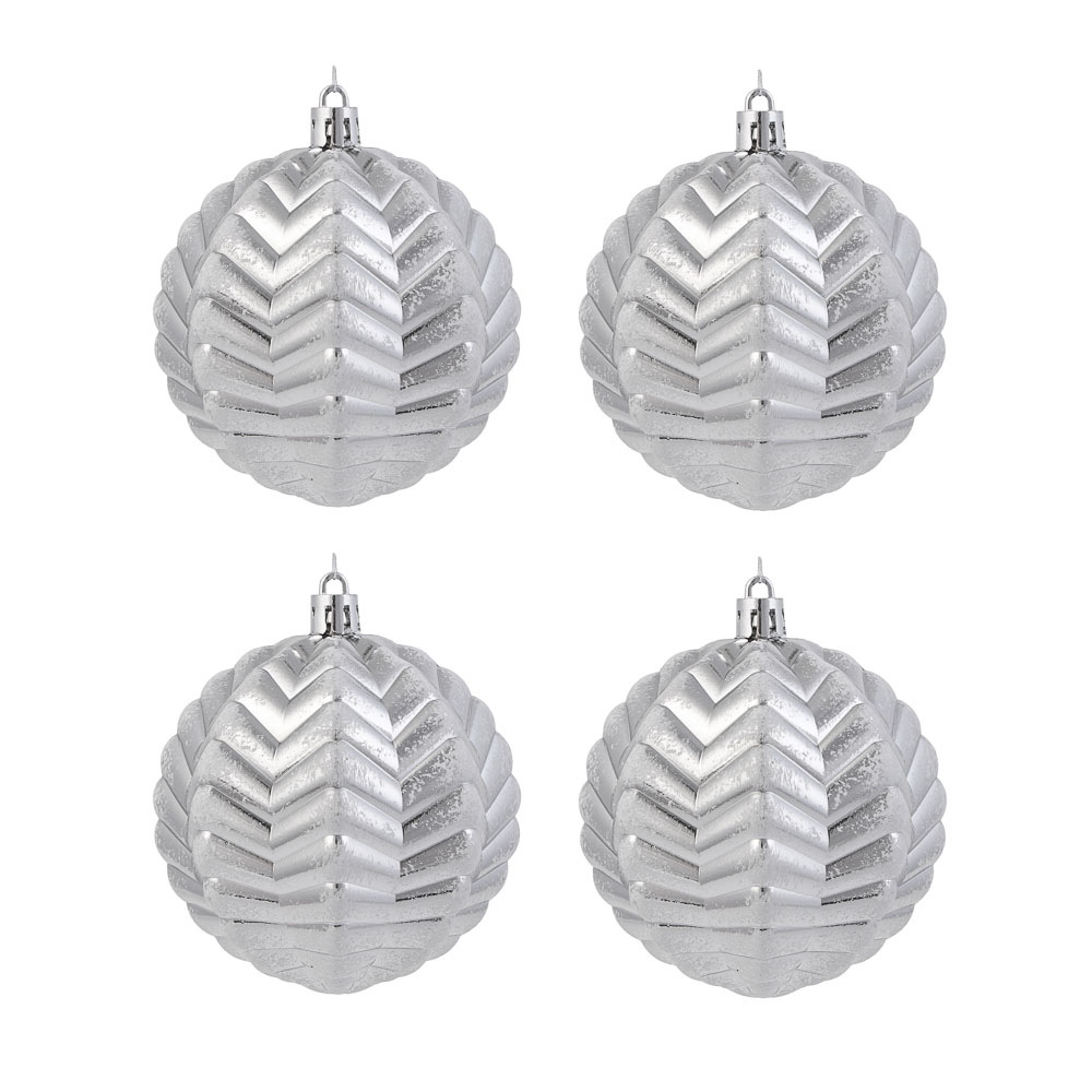 СНОУ БУМ Набор шаров 8 см, 4 шт, серебро, 26-143, арт.№ 373-573