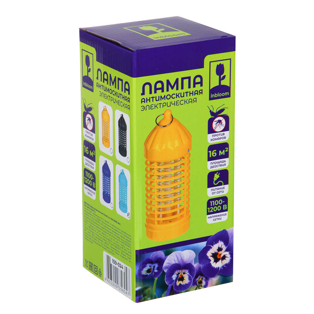 INBLOOM Лампа антимоскитная 19.5х8.3см, 1100-1200В, 16м2, 5Вт, 220В 50-60 Гц, арт.№ 159-024