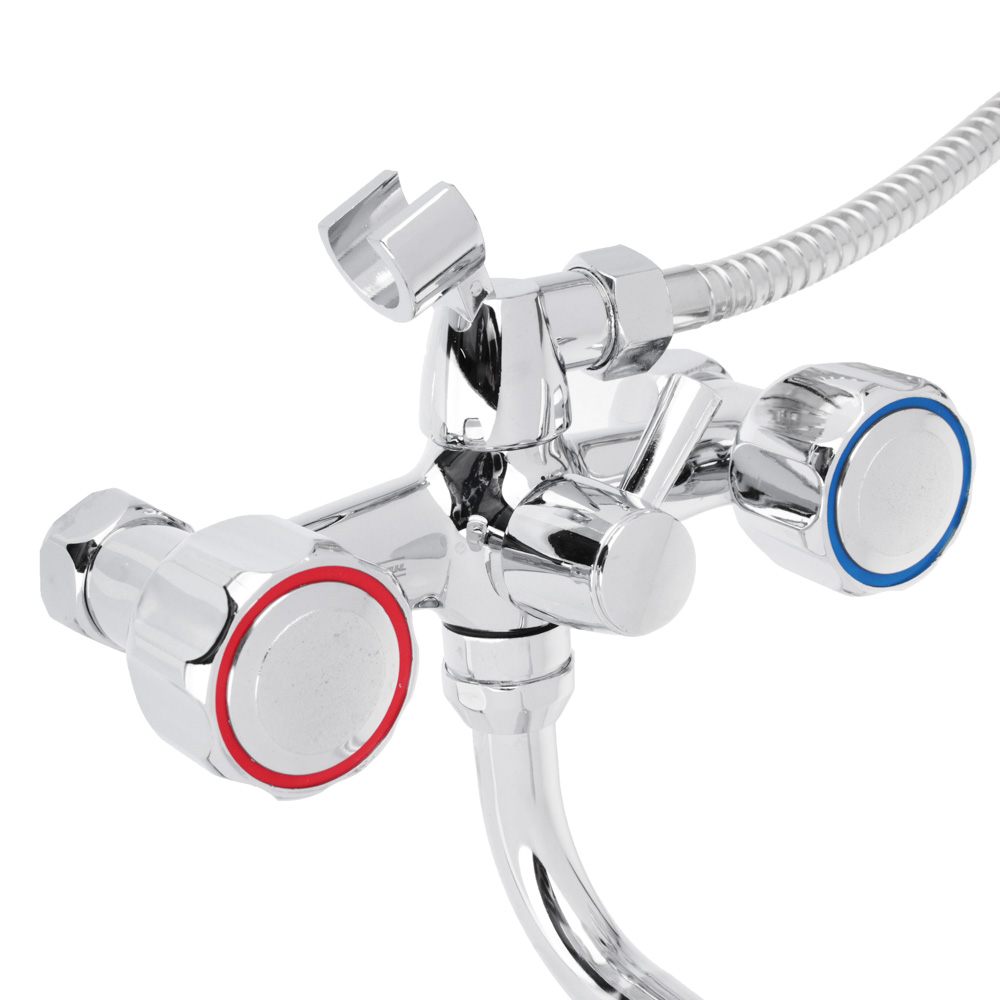 СоюзКран Смеситель для ванны с душем, круглый излив 35см, кер. кран-буксы 1/2, хром, цинк, SK08-S213, арт.№ 567-046