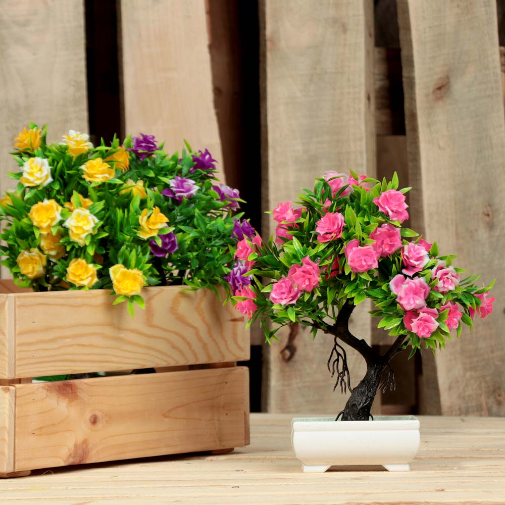 LADECOR Цветок искусственный декоративный в горшке, 25,5х9,5 см, 26х10,5х6,5 см, пластик, 6 цветов, арт.№ 501-472