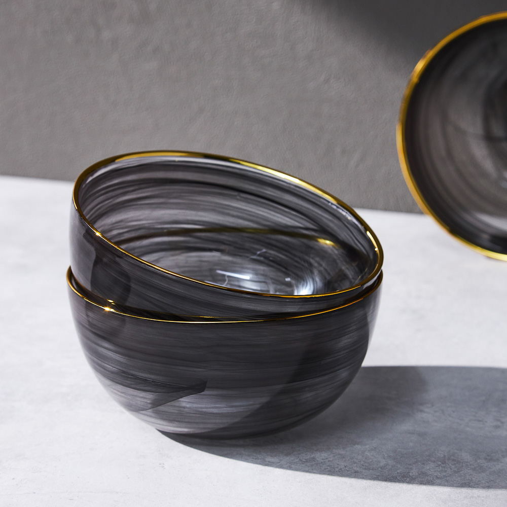 BY COLLECTION Black Line Салатник, 620мл, 15х7см, стекло, арт.№ 820-846