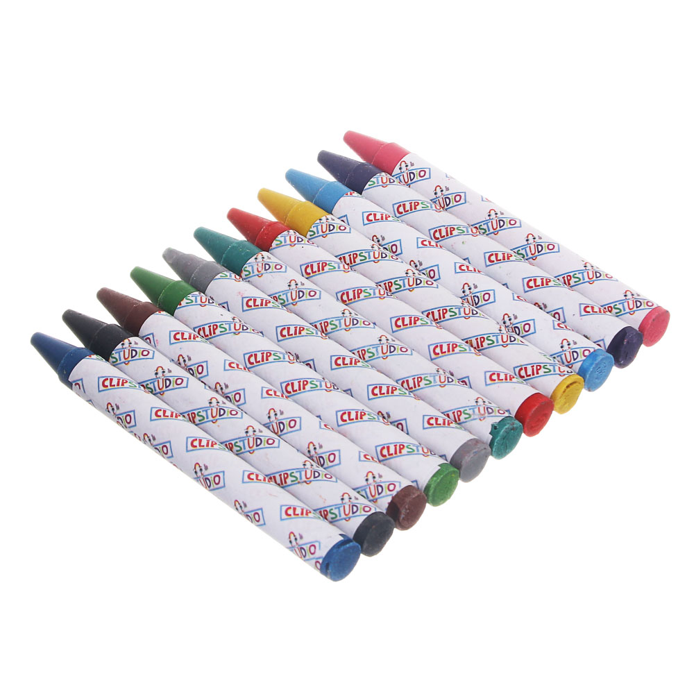 Мелки восковые 12цв. ClipStudio 7,8см, на органической основе, в картонной коробке с подвесом, арт.№ 232-011