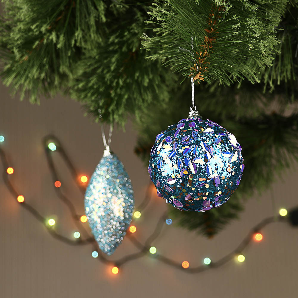 СНОУ БУМ Подвеска украшение фигурное с декором, 8см, пластик, голубой, 6 дизайнов, арт.№ 397-301