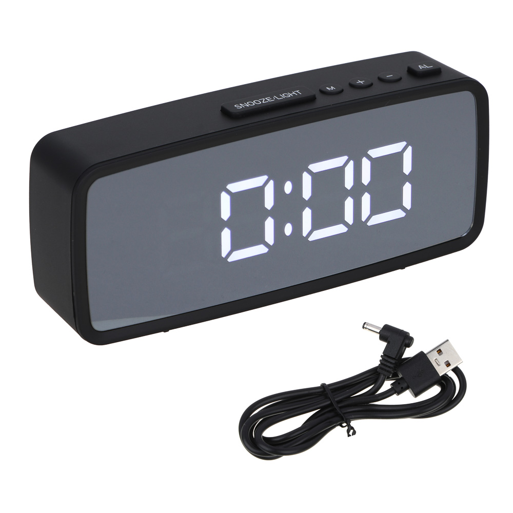 LADECOR CHRONO Будильник электронный, 14x5,7 см, USB/3xAAA, пластик, цвет черный, арт.2, арт.№ 529-011