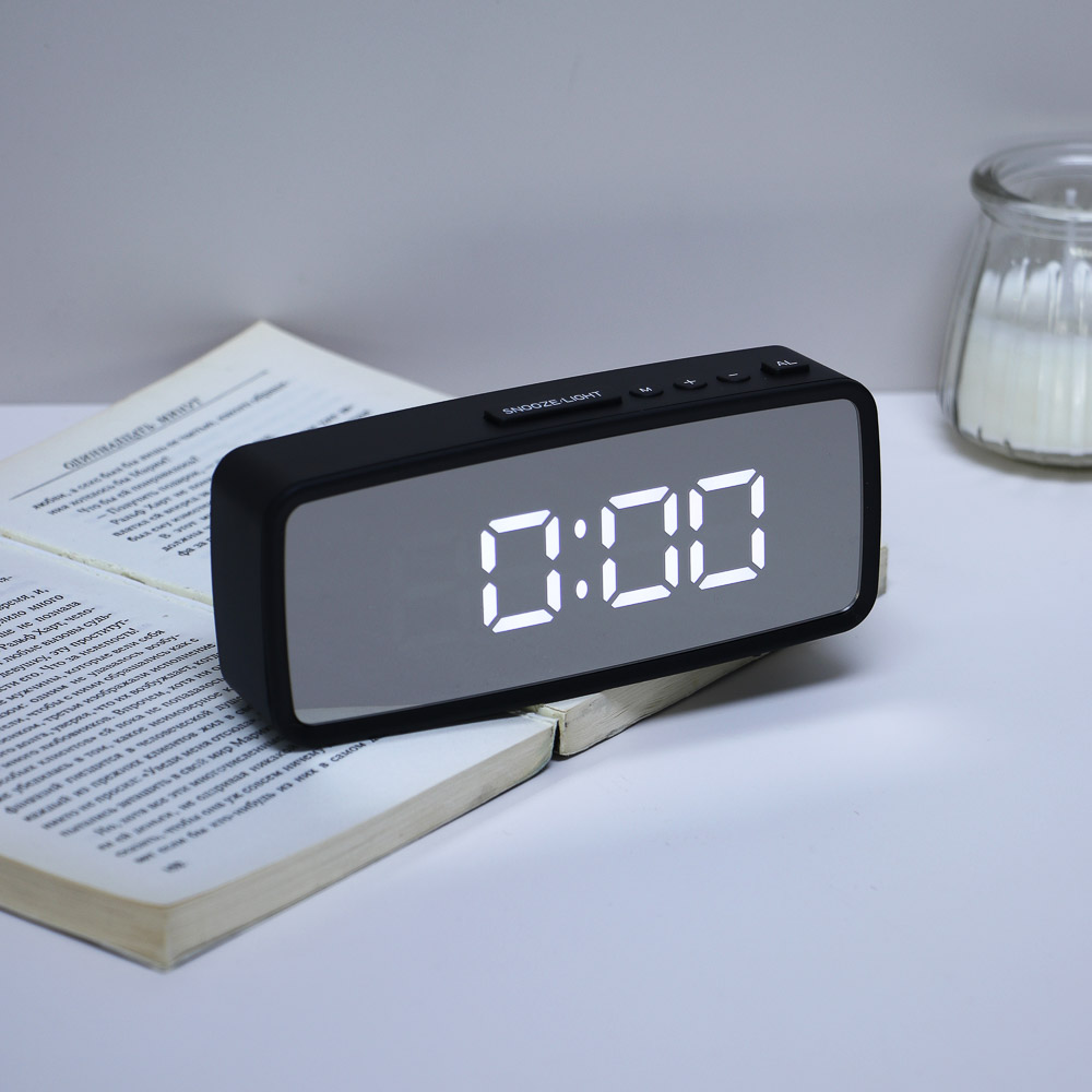 LADECOR CHRONO Будильник электронный, 14x5,7 см, USB/3xAAA, пластик, цвет черный, арт.2, арт.№ 529-011