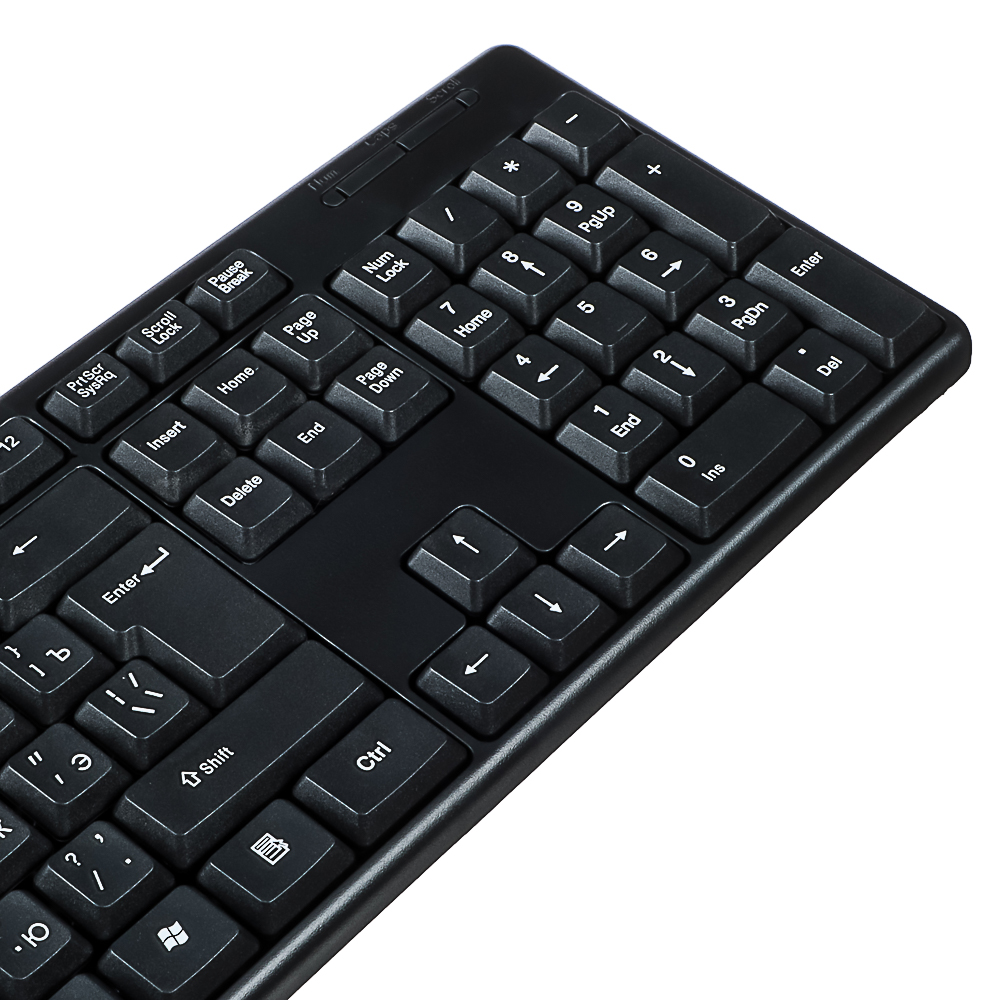 Клавиатура проводная Первая цена Optima, мембранная, 104кл.,белая кириллица, USB, каб. 140см, черный, арт.№ 405-110