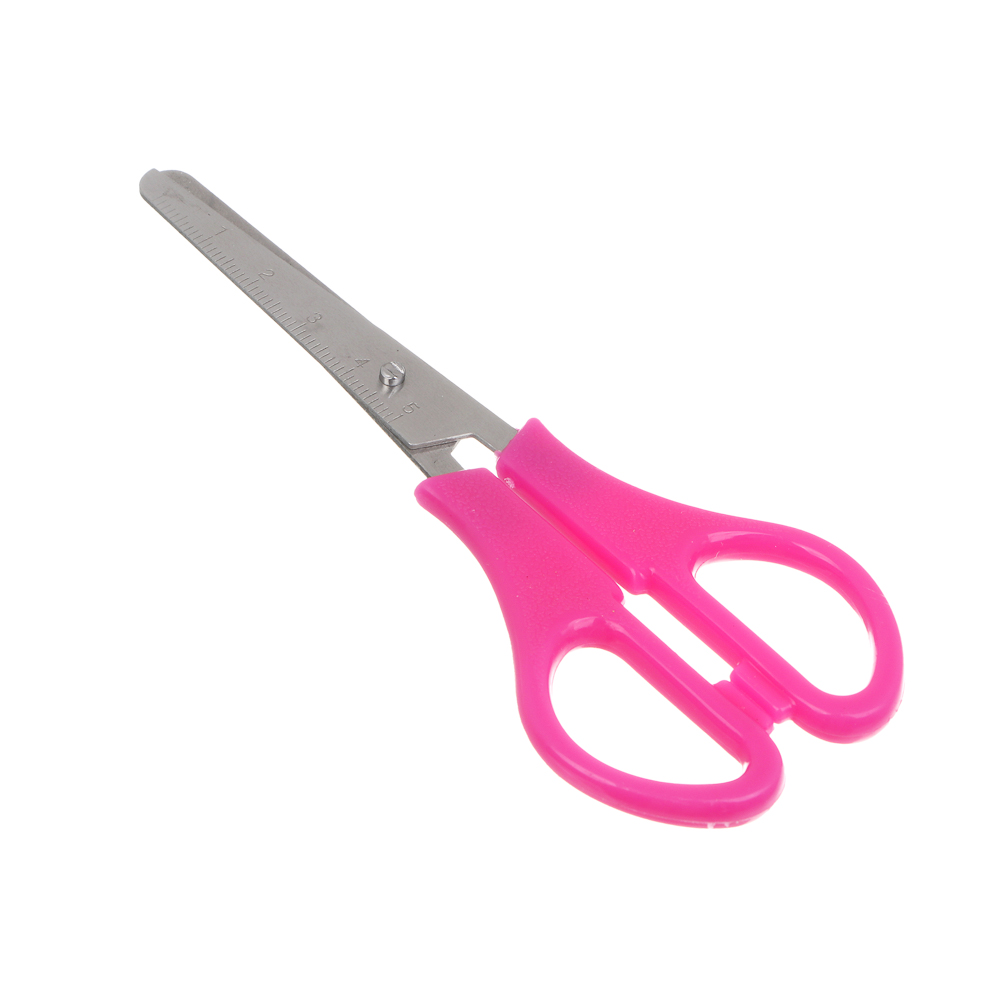 Ножницы школьные ClipStudio 13см с линейкой, пластиковые ручки, 3 цвета, на карточке с подвесом, арт.№ 583-177