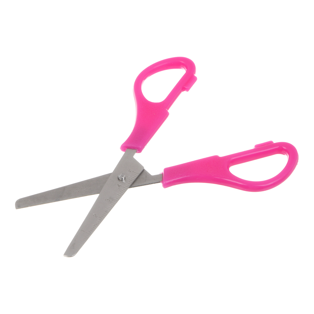 Ножницы школьные ClipStudio 13см с линейкой, пластиковые ручки, 3 цвета, на карточке с подвесом, арт.№ 583-177