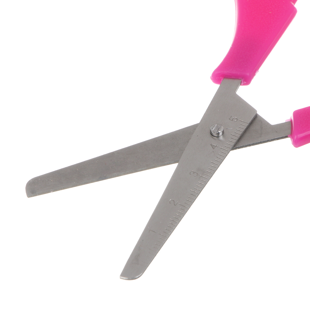 Ножницы школьные ClipStudio 13см с линейкой, пластиковые ручки, 3 цвета, на карточке с подвесом, арт.№ 583-177