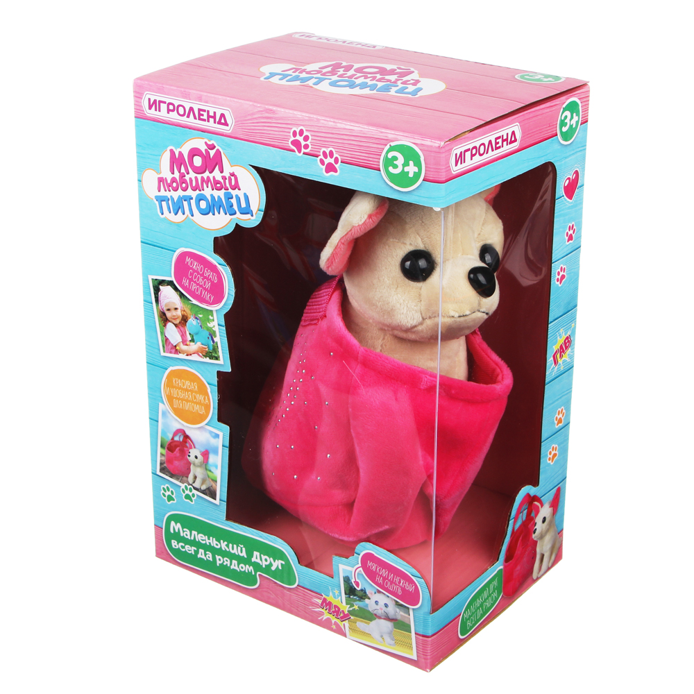 МЕШОК ПОДАРКОВ Игрушка мягкая "Мой питомец" в сумке, полиэстер, 16х19см, 2 дизайна, арт.№ 264-208