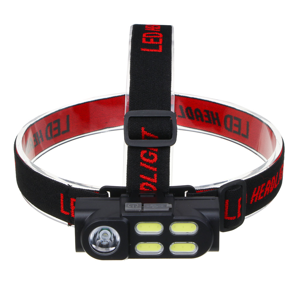 ЕРМАК Фонарь налобный, XPE+COB, 4 режима, зарядка USB, 83х27х25 мм, без АКБ, арт.№ 223-080