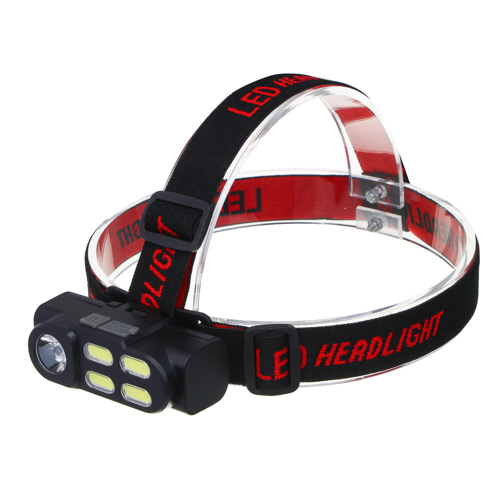 ЕРМАК Фонарь налобный, XPE+COB, 4 режима, зарядка USB, 83х27х25 мм, без АКБ, арт.№ 223-080