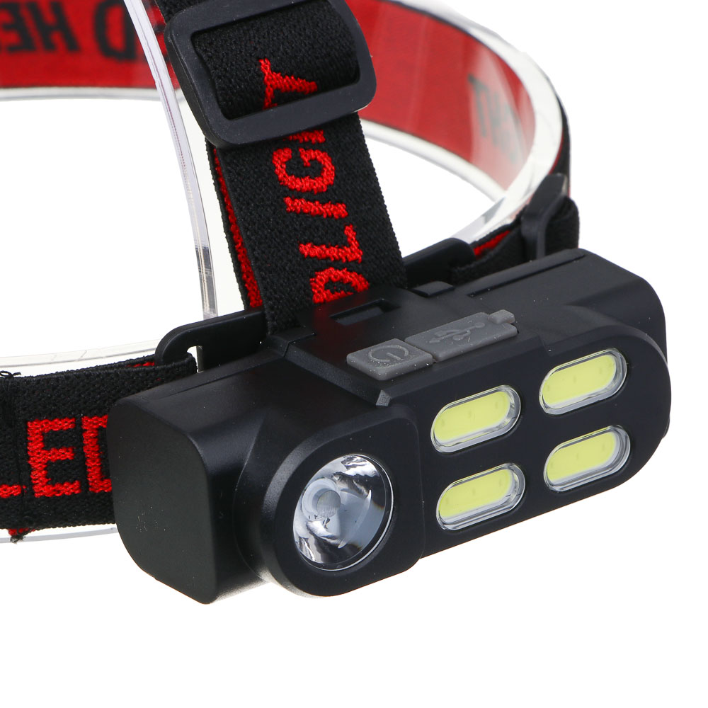 ЕРМАК Фонарь налобный, XPE+COB, 4 режима, зарядка USB, 83х27х25 мм, без АКБ, арт.№ 223-080