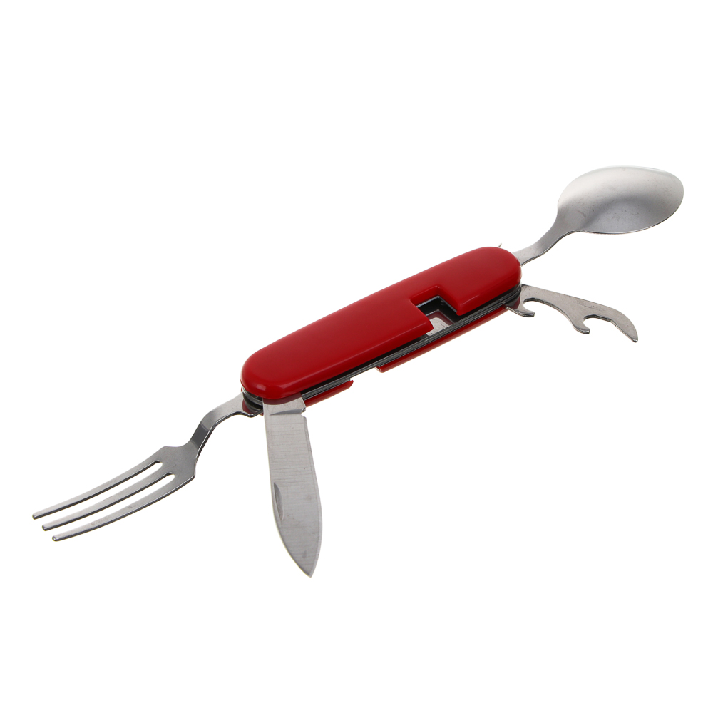 Набор туристический РОКОТ 4 в 1: нож, ложка, вилка, открывалка, нержавеющая сталь, арт.№ 070-047