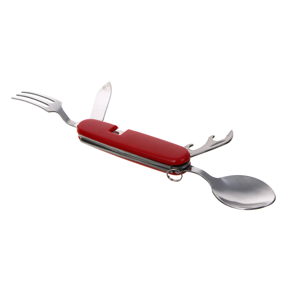 Набор туристический РОКОТ 4 в 1: нож, ложка, вилка, открывалка, нержавеющая сталь, арт.№ 070-047