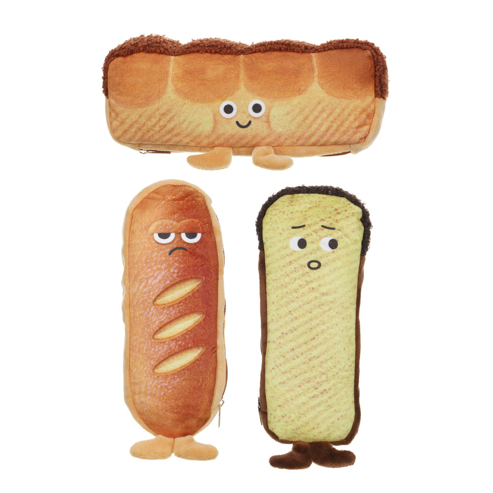 Пенал фигурный 22х10см, в форме хлебных изделий, полиэстер, 3 дизайна, арт.№ 238-055