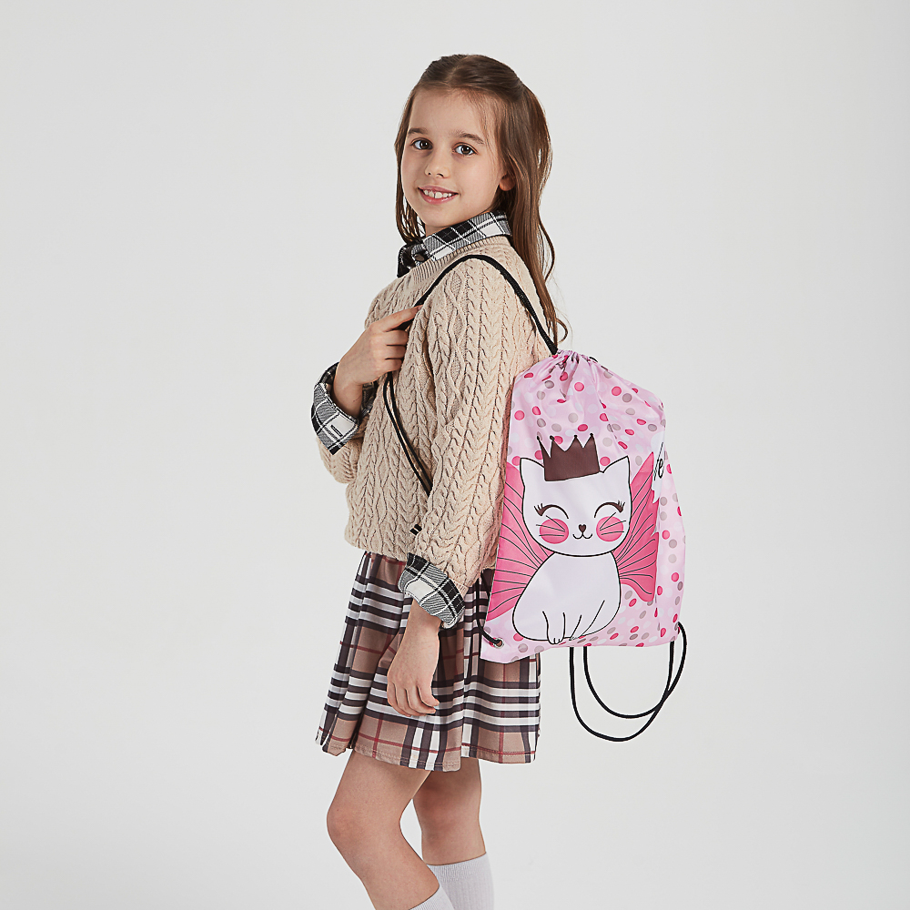 Котик с Крыльями Мешок для сменной обуви на завязках, 34,8x41,5см, полиэстер, арт.№ 233-003