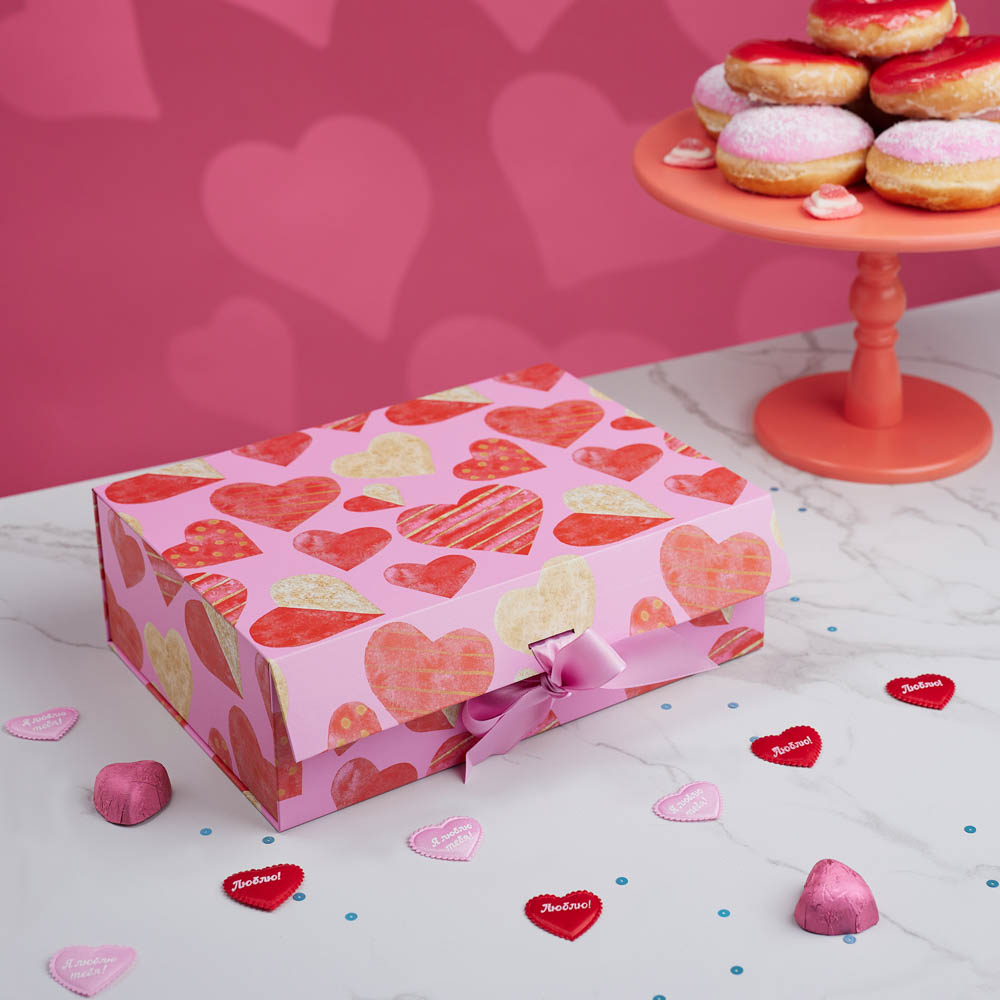 Коробка подарочная, складная, с лентой, 28x20x9 см, арт.№ 207-013