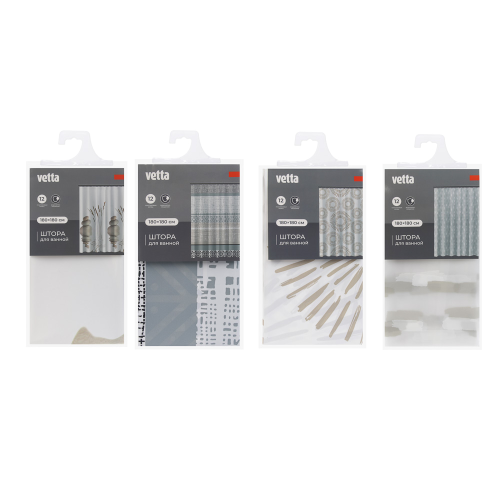 Штора для ванной тм VETTA Селеста, ПЕВА 60 г/м2, 180x180 см, 4 дизайна, арт.№ 461-524