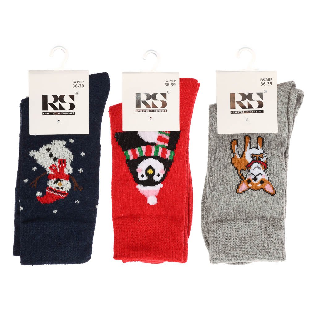 Носки женские "полушерсть" с рисунком, 65% полушерсть, 15% акрил, 10% спандекс, 10% эл, р. 36-39, арт.№ 019-528