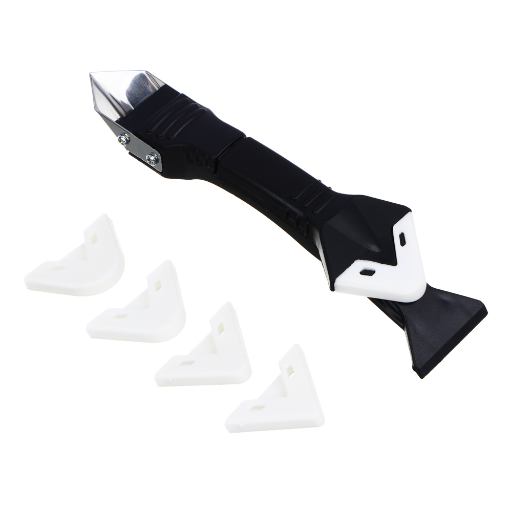 ЕРМАК Скребок-шпатель для удаления, выравнивания герметика, 5 сменных насадок, арт.№ 685-029