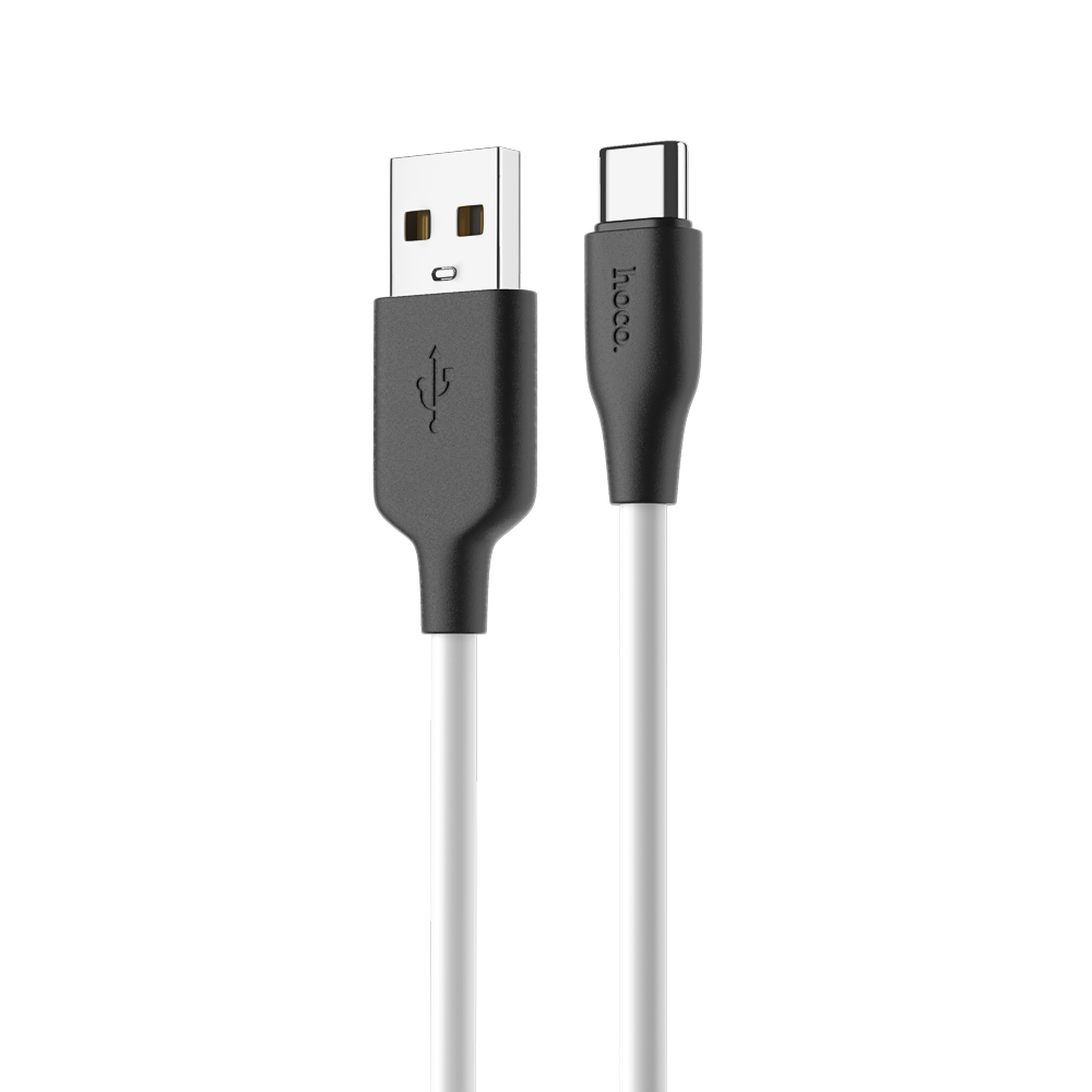 Кабель для зарядки USB(A)-Type C hoco. модель X21, 1м, 3А, силикон, черно-белый, арт.№ 931-566
