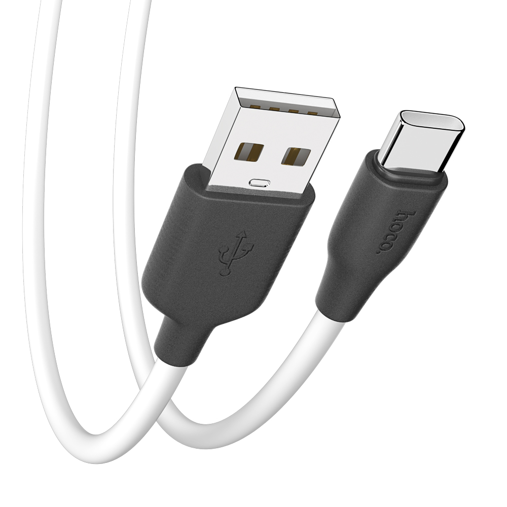 Кабель для зарядки USB(A)-Type C hoco. модель X21, 1м, 3А, силикон, черно-белый, арт.№ 931-566