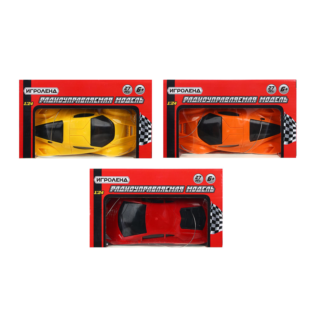 ИГРОЛЕНД Машинка на радиоуправлении ,1:24 ,1-канальный пульт, PP, 5АА,18х10х5 см, 2 цвета, арт.№ 293-026