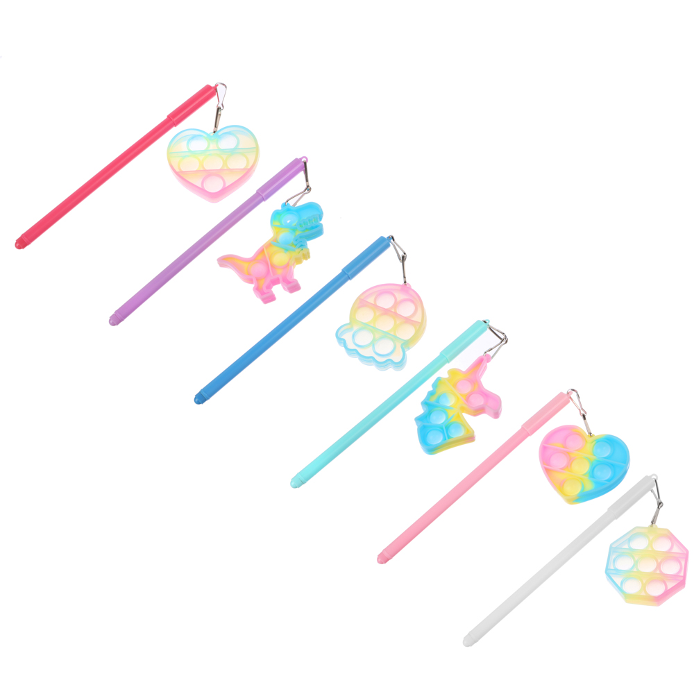 Ручка шариковая с брелоком с эффектом поп-ит, синяя, корпус 16,8 см, пластик, пакет, 6 дизайнов, арт.№ 591-159