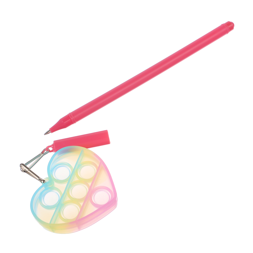 Ручка шариковая с брелоком с эффектом поп-ит, синяя, корпус 16,8 см, пластик, пакет, 6 дизайнов, арт.№ 591-159