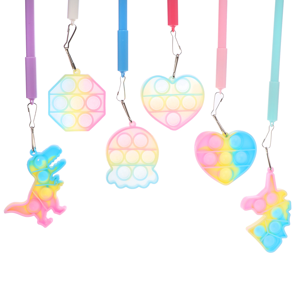 Ручка шариковая с брелоком с эффектом поп-ит, синяя, корпус 16,8 см, пластик, пакет, 6 дизайнов, арт.№ 591-159