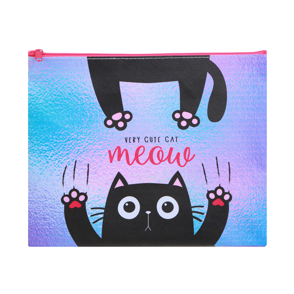 МИЛЫЙ КОТИК Папка для тетрадей 24x20см, для A5, молния сверху, искусственная кожа с печатью, арт.№ 236-096