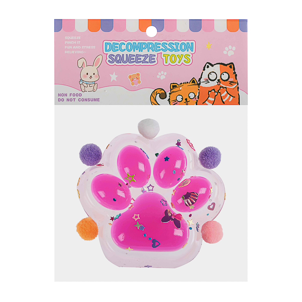 Набор лизунов «Сквиш Лапка», прозрачная с бантиком 8см, TPR, 15х10см, арт.№ 297-132