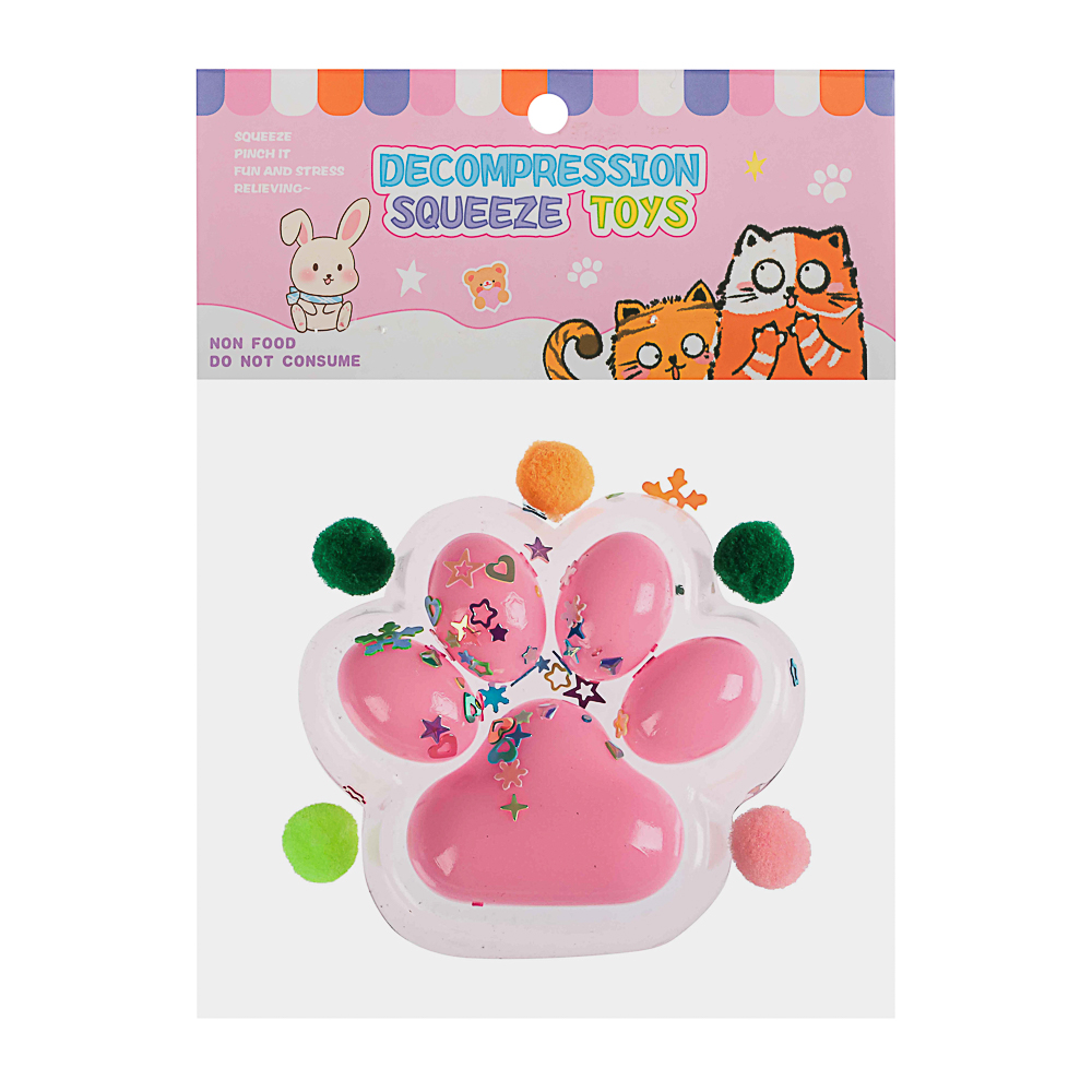 Набор лизунов «Сквиш Лапка», прозрачная с бантиком 8см, TPR, 15х10см, арт.№ 297-132